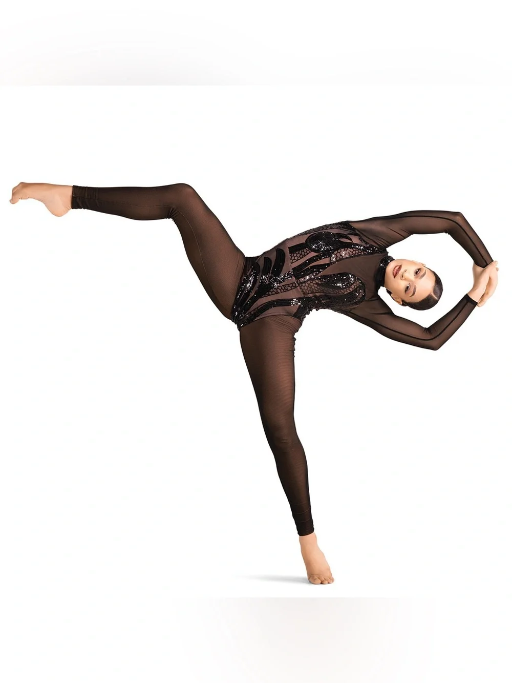 Tenth House solo dance costume jumpsuit unitard black sequin CERES TH24168 SA